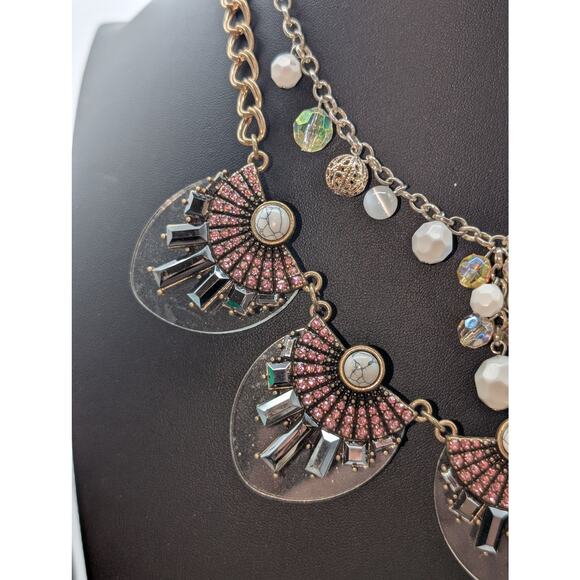 Mixed Lot Clear Pink Rhinestones Howlite 2 Necklaces & 2 Coordinating Bracelets - Picture 7 of 10